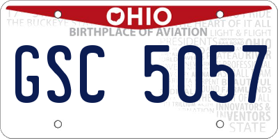 OH license plate GSC5057