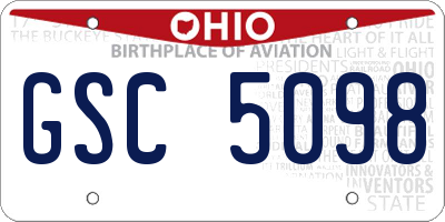 OH license plate GSC5098