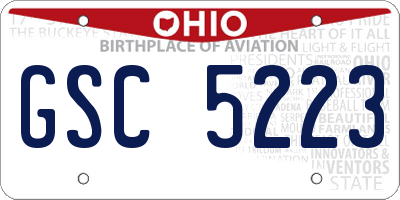 OH license plate GSC5223