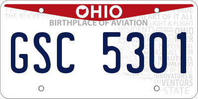 OH license plate GSC5301