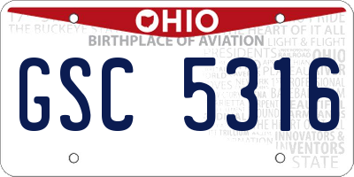 OH license plate GSC5316