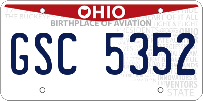 OH license plate GSC5352