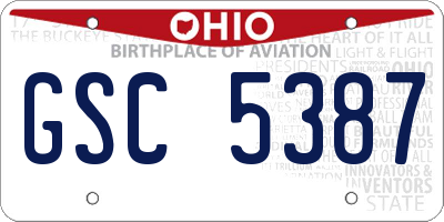 OH license plate GSC5387