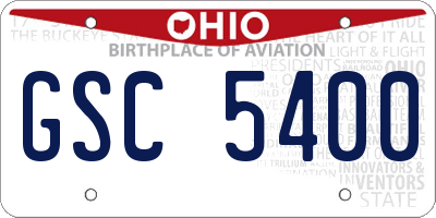 OH license plate GSC5400