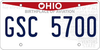 OH license plate GSC5700