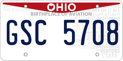 OH license plate GSC5708