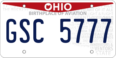 OH license plate GSC5777