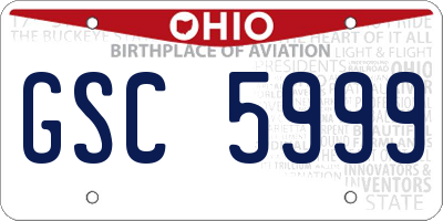 OH license plate GSC5999