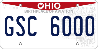 OH license plate GSC6000