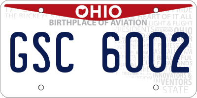 OH license plate GSC6002