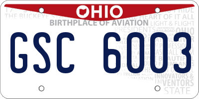 OH license plate GSC6003