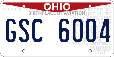 OH license plate GSC6004