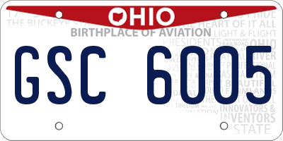 OH license plate GSC6005