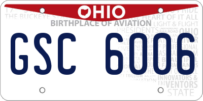 OH license plate GSC6006