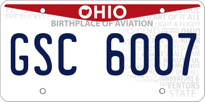 OH license plate GSC6007