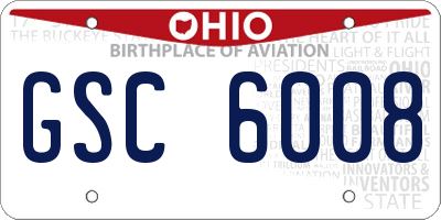 OH license plate GSC6008