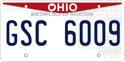 OH license plate GSC6009