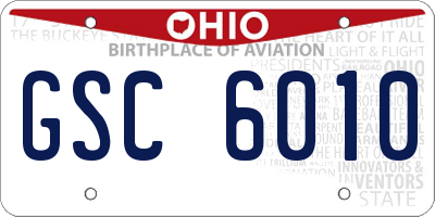 OH license plate GSC6010