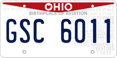 OH license plate GSC6011