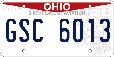 OH license plate GSC6013