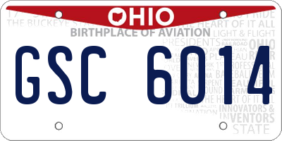 OH license plate GSC6014