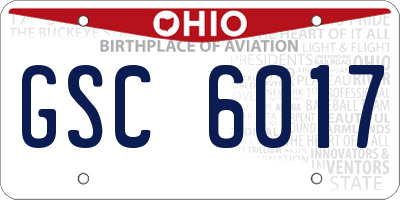 OH license plate GSC6017