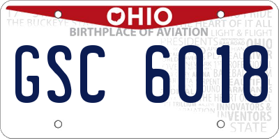 OH license plate GSC6018