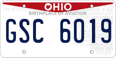 OH license plate GSC6019