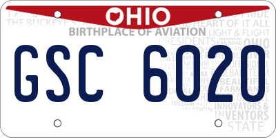 OH license plate GSC6020