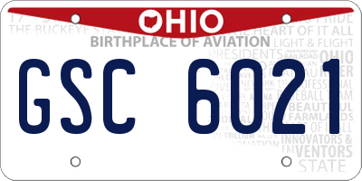 OH license plate GSC6021