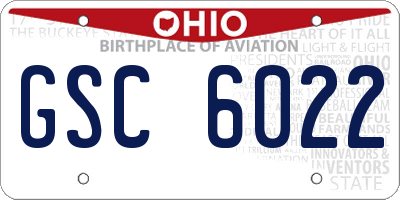 OH license plate GSC6022