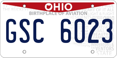 OH license plate GSC6023