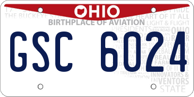 OH license plate GSC6024