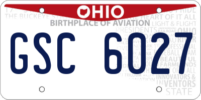 OH license plate GSC6027