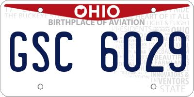 OH license plate GSC6029