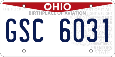 OH license plate GSC6031