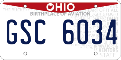 OH license plate GSC6034