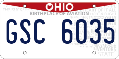 OH license plate GSC6035