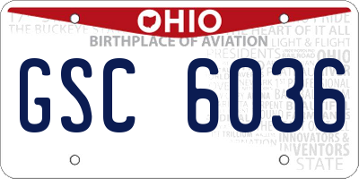 OH license plate GSC6036