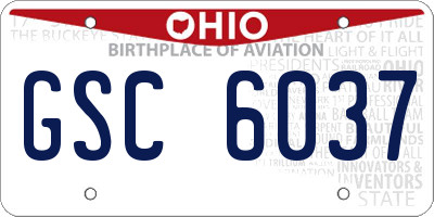 OH license plate GSC6037