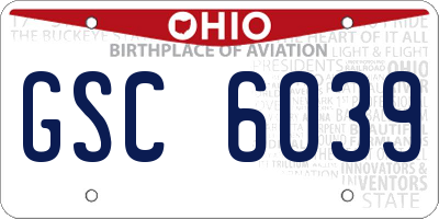 OH license plate GSC6039