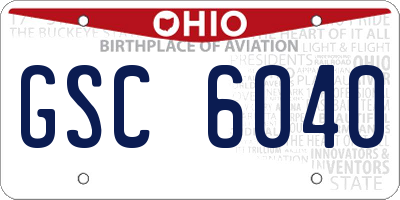 OH license plate GSC6040