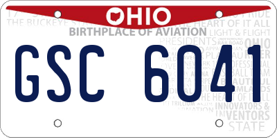 OH license plate GSC6041