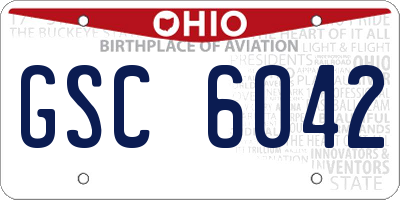 OH license plate GSC6042