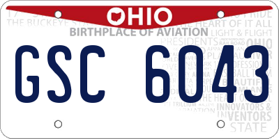 OH license plate GSC6043