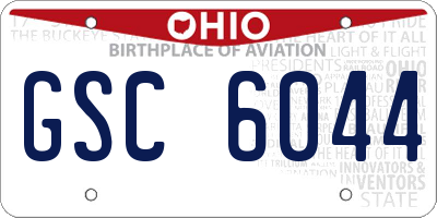 OH license plate GSC6044