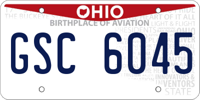 OH license plate GSC6045