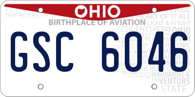 OH license plate GSC6046