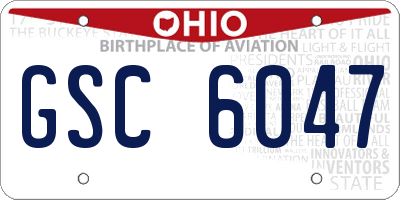 OH license plate GSC6047