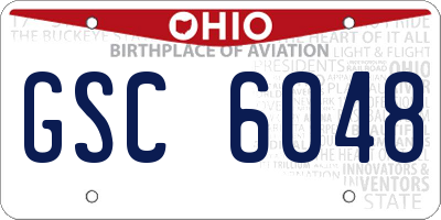 OH license plate GSC6048